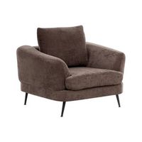 sillon tapizado de chenilla con reposabrazos patas de hierro sala de estar marron oscuro kjaer