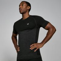 camiseta de manga corta sin costuras para hombre de mp - negro jaspeado - xl
