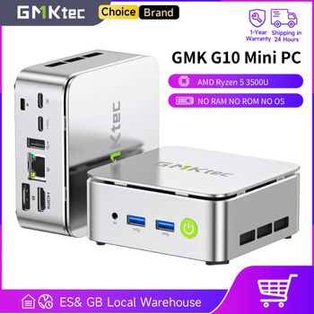 Mini PC GMKtec G10 con AMD Ryzen5 3500U (Supera a N150/N97), Barebone, LAN NIC de 2.5 GbE, HTPC, Mini Ordenador Proxmox, Triple Pantalla 4K, WiFi 5