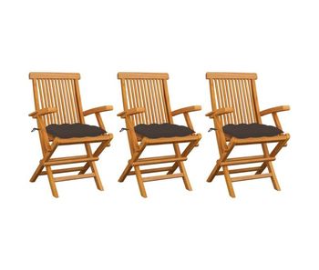 Sillas de jardin 3 unidades madera teca con cojines gris taupe