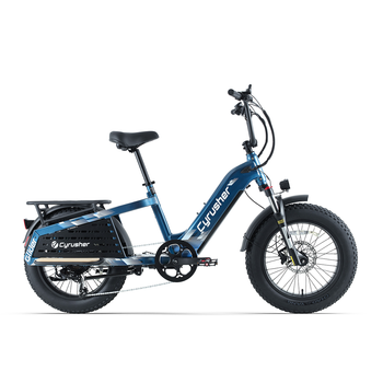 Bicicleta Eléctrica De Carga Cyrusher Glider, Batería De 52 V Y 15,6 Ah, Bicicleta Familiar Y Utilitaria, Azul