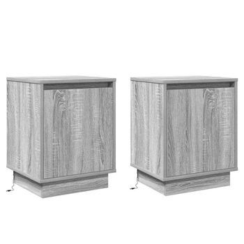 Pack 2 Uds Mesita De Noche | Armario De Noche | Mesa De Noche Gris 39 X 34,5 X 50 Cm