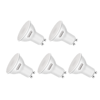 aigostar pack de 5 bombillas led gu10 de 4 watios luz fria 6400k 260lm bajo consumo no regulable