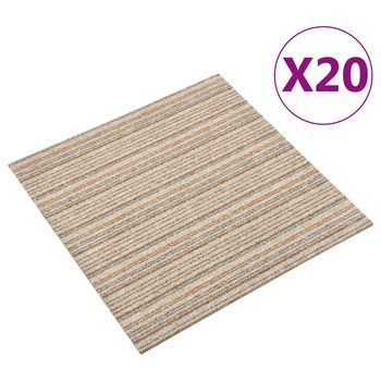 Alfombra 20 Piezas Beige A Rayas 50 X 50 Cm 100% Polipropileno