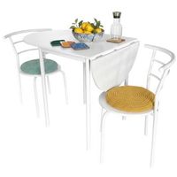pack de mesa extensible y 2 sillas de cocina butterfly estilo contemporaneo en color blanco