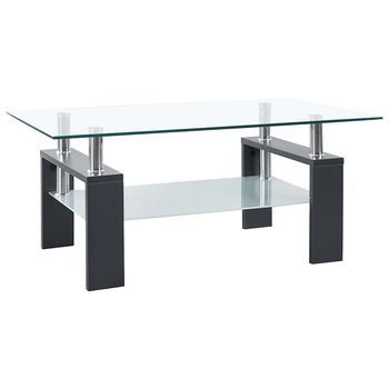 Mesa De Café - Mesa De Centro Vidrio Templado Gris Transparente 95x55x40 Cm