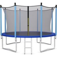 cama elastica de exterior para ninos y adultos con red de seguridad costway 244 x 240 cm azul