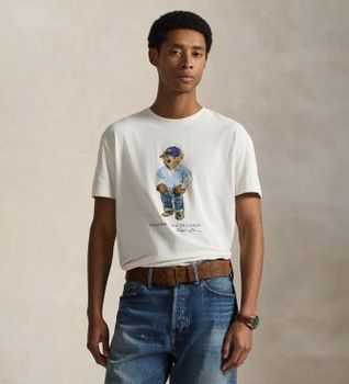 Polo Ralph Lauren para hombre. 710B14615001 Camiseta Classic Fit con Polo Bear blanco (S), Casual, Algodón, Manga corta