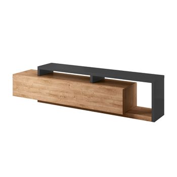 Mueble tv 1 cajón 219 cm paneles de aglomerado madera y gris