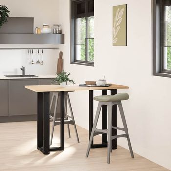 Patas De Mesa De Bar Forma T 2 Uds | Patas Para Mesa Acero Negro 50x35x(91-92) Cm
