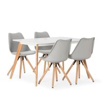 juego de mesa 120x80 cm y 4 sillas de comedor color gris