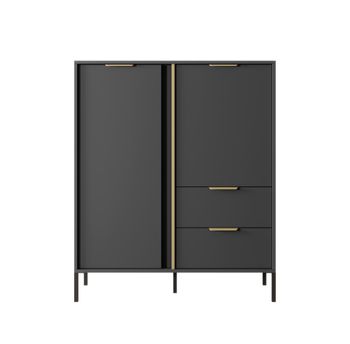Cómoda efecto madera Negro y Dorado