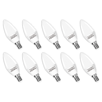 Aigostar - Bombilla LED C37, Forma de Vela, E14 Casquillo Fino, 6W Equivalente a 40W, Luz Calida 3000K, 480 Lúmenes, CRI> 80, No regulable, Pack 10 uds