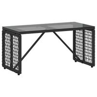 mesa de jardin  mesa de exterior negro 80 x 40 x 40 cm rattan pe y cristal