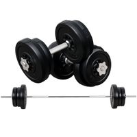 homcom juego de pesas de 55 kg con mancuernas y barra pesos ajustables 2 en 1 con discos para culturismo entrenamiento fitness negro   aosom espana