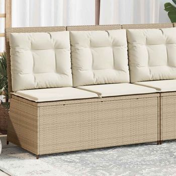 Sillón Reclinable De Jardín | Silla De Exterior Con Cojines Ratán Sintético Beige Cfw784555