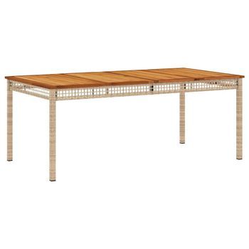 Mesa De Jardín | Mesa De Exterior Ratán Sintético Madera Acacia Beige 180x90x75 Cm