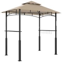 outsunny cenador de barbacoa de dos niveles toldo para jardin con luz led 240 x 150 x 250 cm kaki   aosom espana