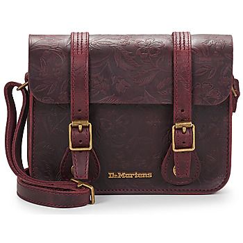 Dr. Martens Bandolera 7IN/18CM SATCHEL CHERRY RED CRAZY HORSE FLORAL EMBOSS para mujer