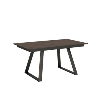 Mesa extensible 90x160/220 cm efecto madera nogal, hierro
