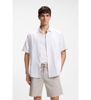 BOSS para hombre. 50537332 Camisa Regular Fit Algodón Oxford blanco (S), Casual, Manga corta