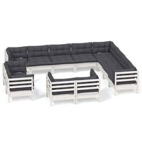muebles de jardin 12 pzas y cojines blanco madera maciza pino vidaxl