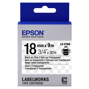 Epson LK-5TBN cinta negro sobre transparente 18 mm (original)