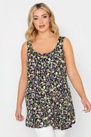 yours top azul marino de flores con tirantes anchos mujer curvy y tallas grandes yours
