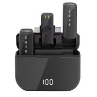 microfono lavalier inalambrico h61 1 a 2 con receptor de interfaz dual iptype-cpantalla digitalcancelacion de ruido y