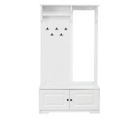 mueble recibidor 100x40x180 cm - con espejo 5 ganchos 2 armarios estante zapatero - blanco