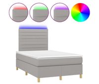 cama box spring con colchon tela y led gris claro 120x200 cm rayas horizontales