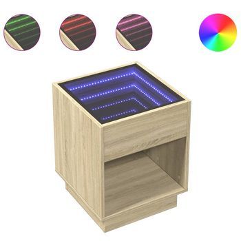 Mesa De Centro Con Infinity Led Roble Sonoma 40x40x50 Cm Vidaxl