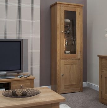 Messina Oak Glazed Single Display Cabinet