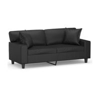 sofa de 2 plazas - sofa de salon - sofa moderno con cojines cuero sintetico negro 140 cm