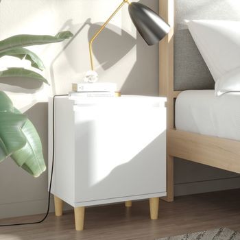 Mesita De Noche - Mueble De Dormitorio - Madera Contrachapada - Blanco (40x30x50cm)