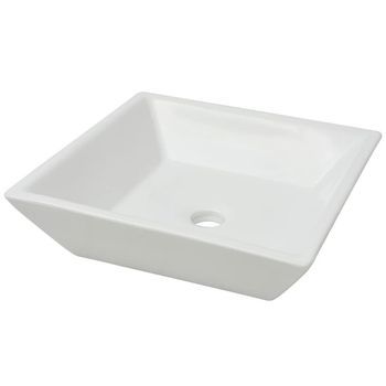 Lavabo Cuadrado De Cerámica 41,5x41,5x12 Cm Blanco Vidaxl