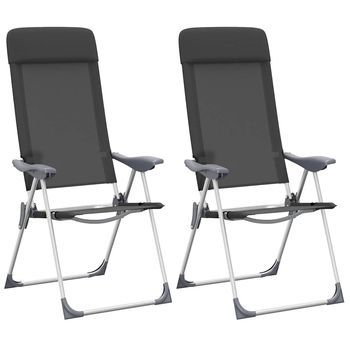 Pack 2 Uds Sillas De Camping Plegables De Aluminio Negro