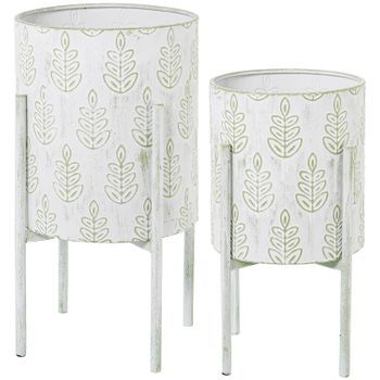Set 2 Maceteros Blanco Y Verde