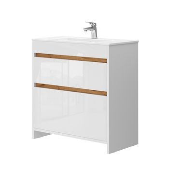 Conjunto De Muebles De Baño Detmold 2 Partes, Armario Bajo 80 Cm Vicco