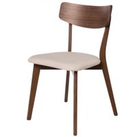silla de madera de nogal con asiento tapizado beige