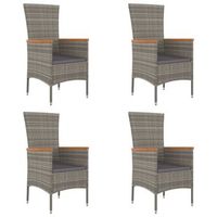 pack 4 uds sillas de jardin  silla de exterior  sillon con cojines ratan sintetico gris