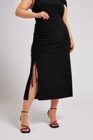 yours london falda midaxi negra con fruncidos mujer curvy y tallas grandes yours london