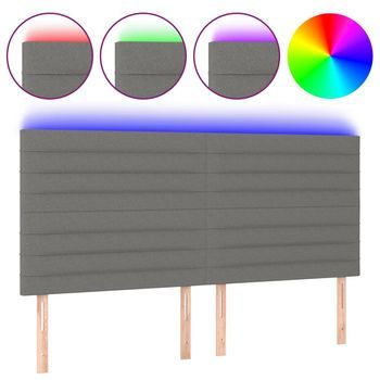 Cabecero Con Luces Led Tela Gris Oscuro 180x5x118/128 Cm