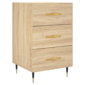 Mesita De Noche 40x40x66 Cm Madera Trabajada Y Hierro - Marrón