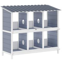 pawhut nido de puesta para gallinas nido elevado de madera con 6 compartimentos y 4 perchas para establo de pequenos animales 102 x 50 x 91 cm gris