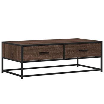 Mesa De Centro Madera Ingeniería Metal Marrón 100x50x35 Cm Vidaxl