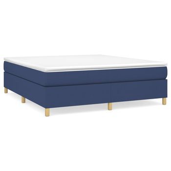 Cama Tapizada 203x160x35 Cm Tejido - Azul
