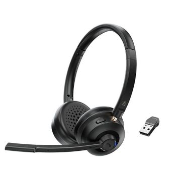 Auriculares Creative Chat Wireless inalámbricos Bluetooth con cancelación de ruido, micrófono y USB-C para oficina, color negro