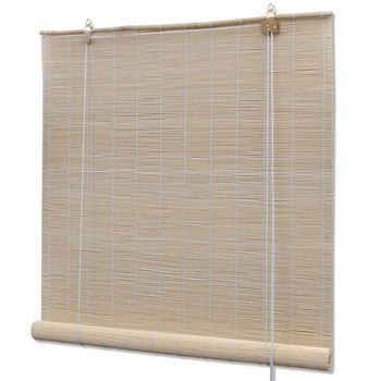 Estor Enrollable | Cortina Enrollable De Bambú Natural 4 Unidades 120x160 Cm