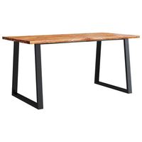 mesa de comedor - mesa de cocina con borde vivo madera maciza acacia 160x80x75cm